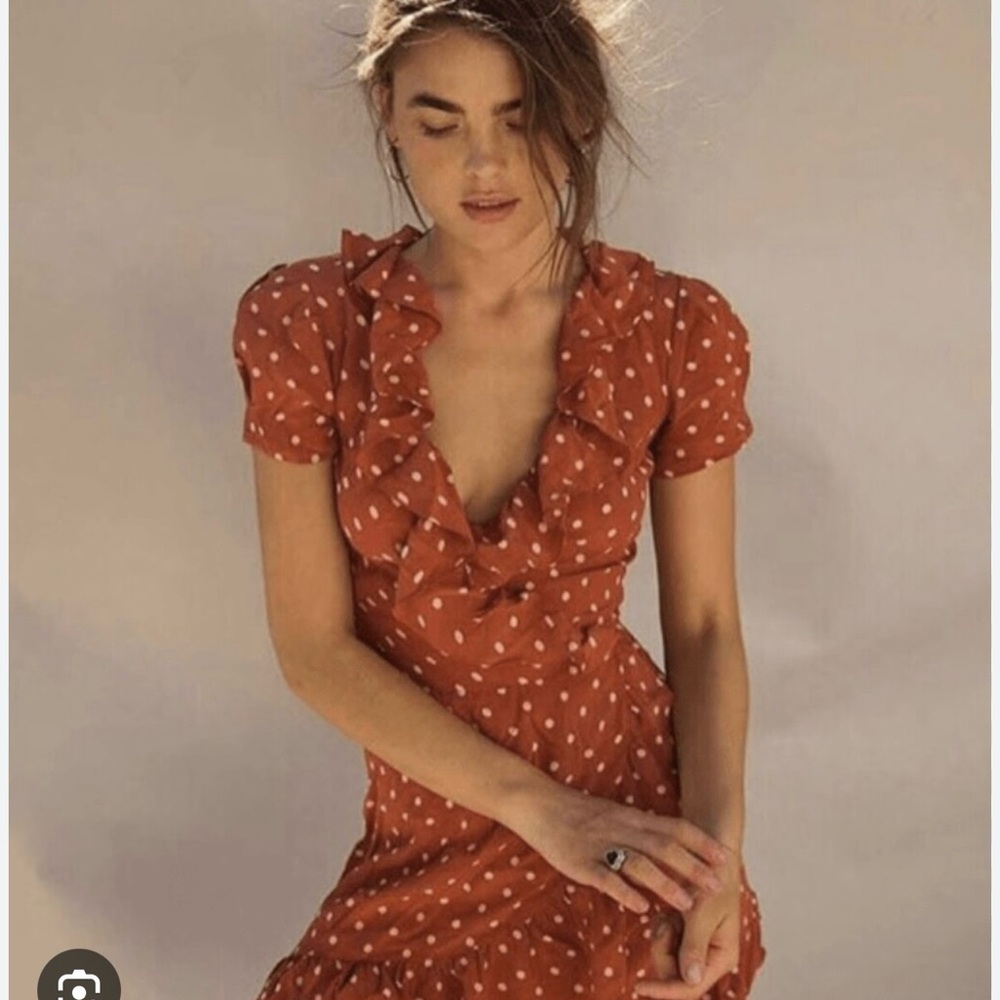 Realisation Par Valentina Rust Polka Dot Wrap Dress